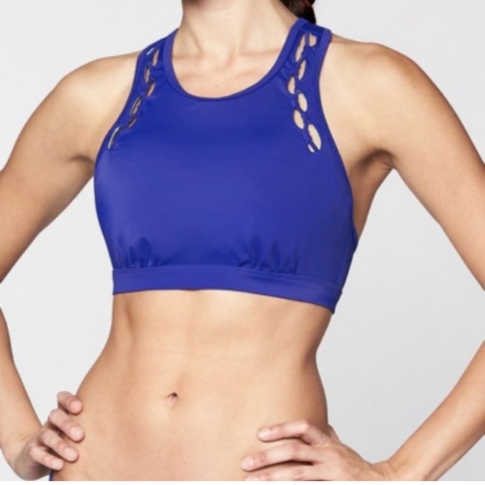 ATHLETA High Neck Loop Bikini Top 38B/C Sapphire Blue